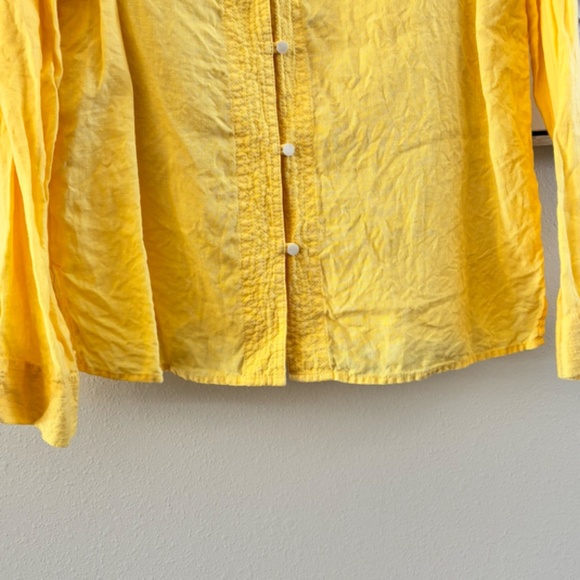 Liz Claiborne Lizwear Women's Yellow Long Sleeve Front Button SZ M Top Blouse - Picture 6 of 9